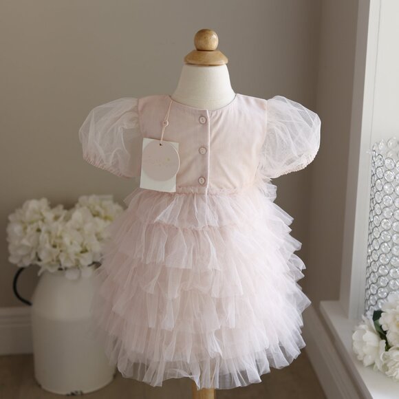 Tutu Du Monde Heavenly Pink Floral Lattice Bebe Tutu Dress Party Portrait NWT - Picture 6 of 8